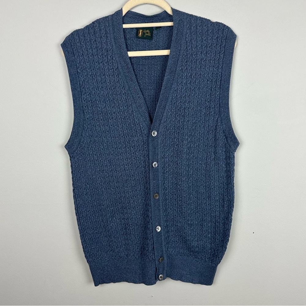 Bobby Jones Blue Knit Vest Button Down sz L
